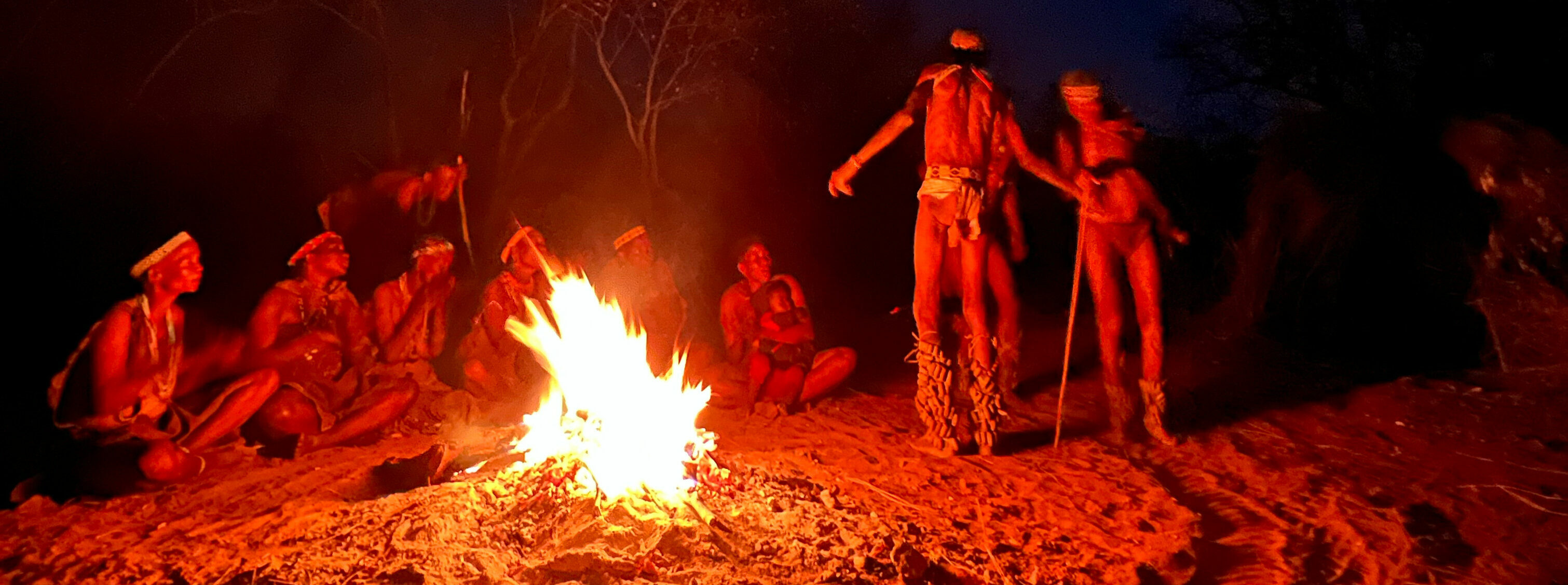 Ju/'Hoansi Bushmen around open fire